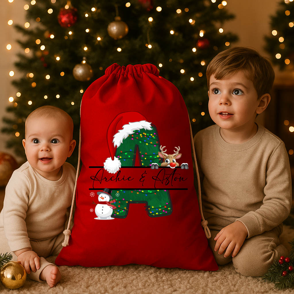 SIBILING SANTA SACKS WITH CUSTOM NAMES