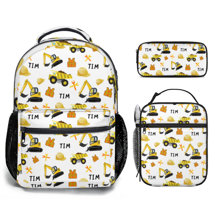 construction backpack lunch bag set