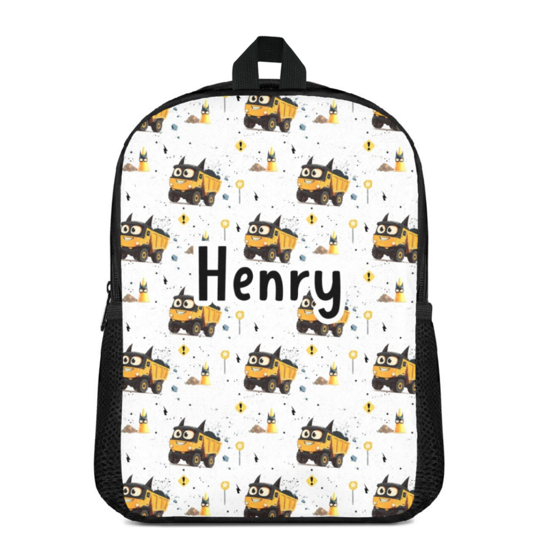 Custom Name Double Pocket School Bag