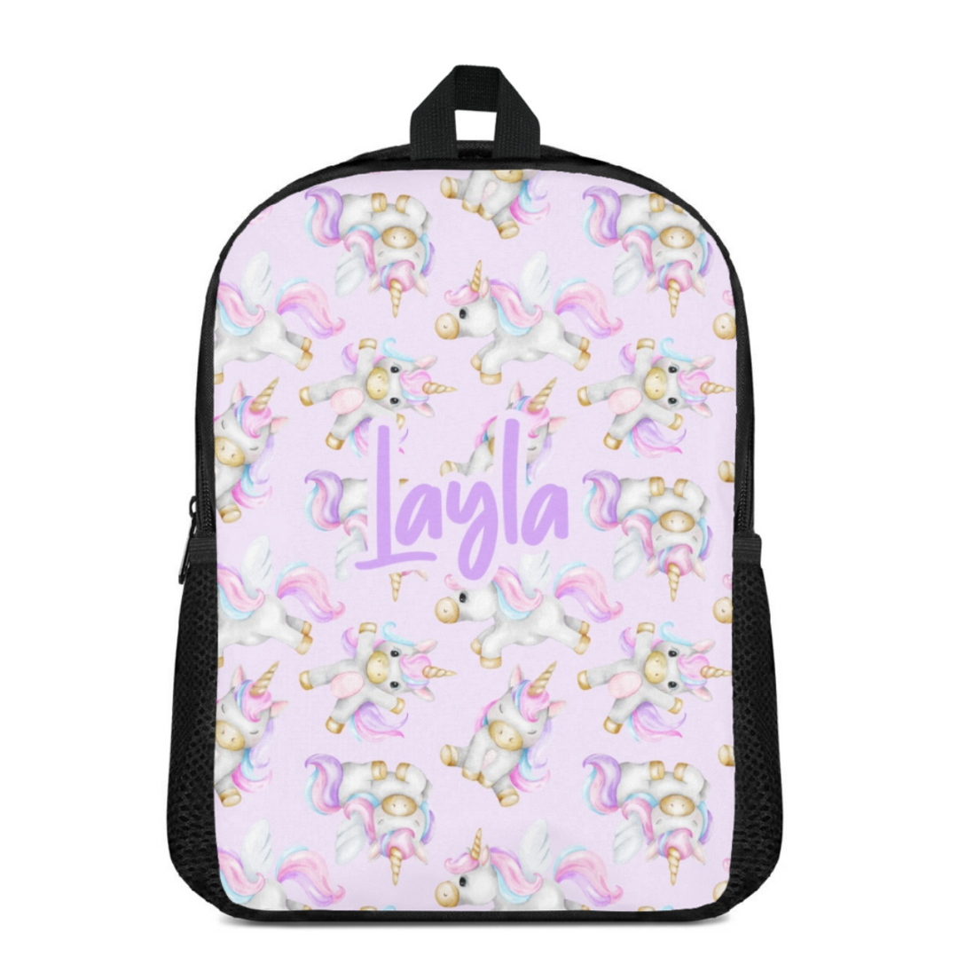 Custom Name Double Pocket School Bag