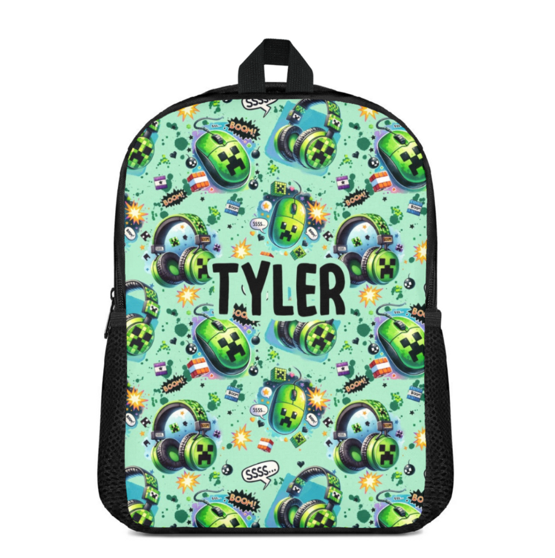 Custom Name Double Pocket School Bag