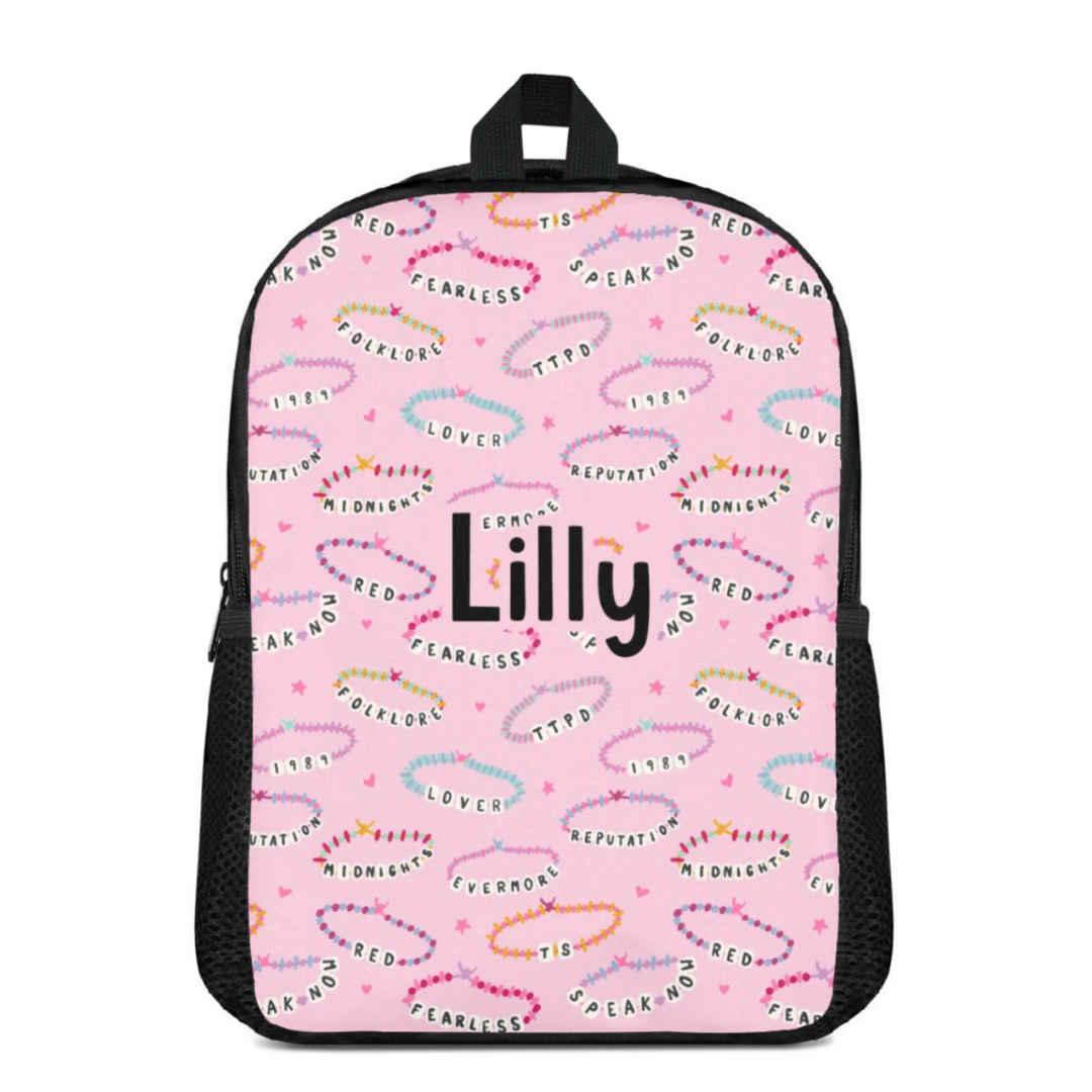 Custom Name Double Pocket School Bag
