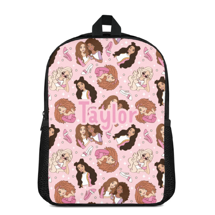 Custom Name Double Pocket School Bag
