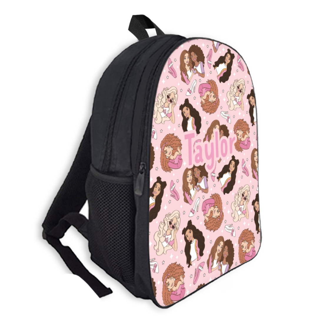 Custom Name Double Pocket School Bag