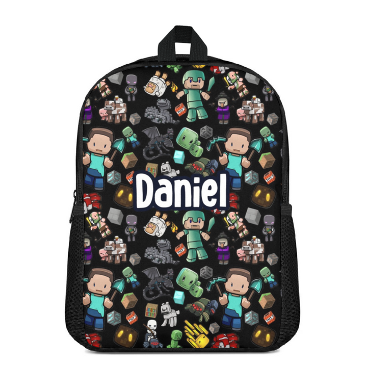 Custom Name Double Pocket School Bag