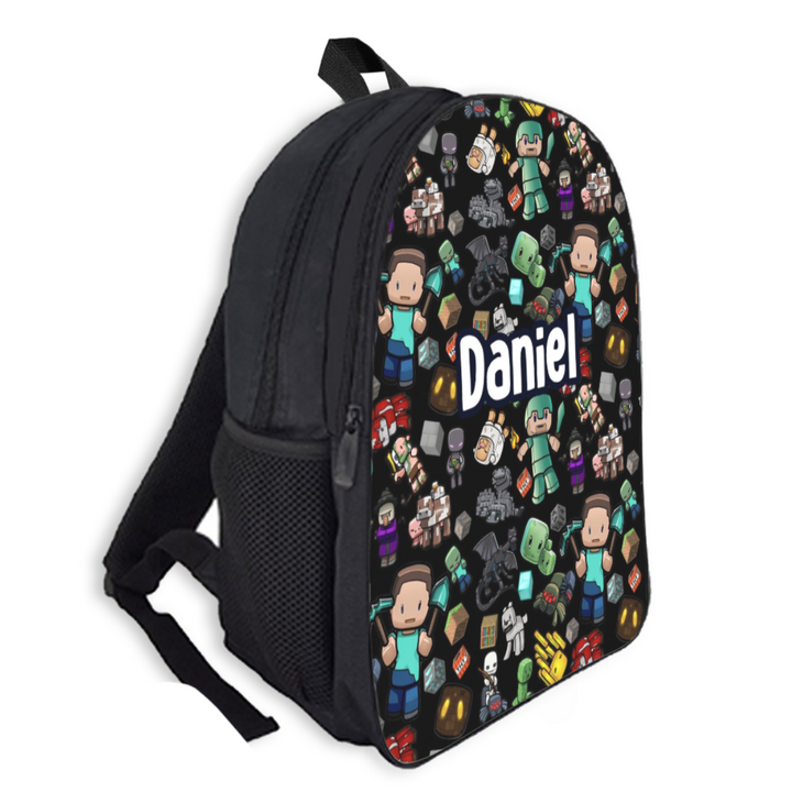 Custom Name Double Pocket School Bag
