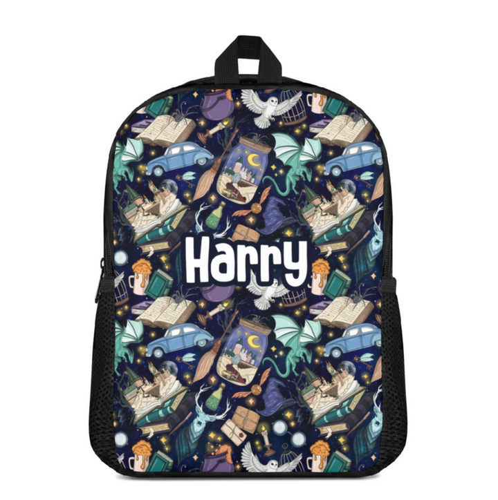 Custom Name Double Pocket School Bag