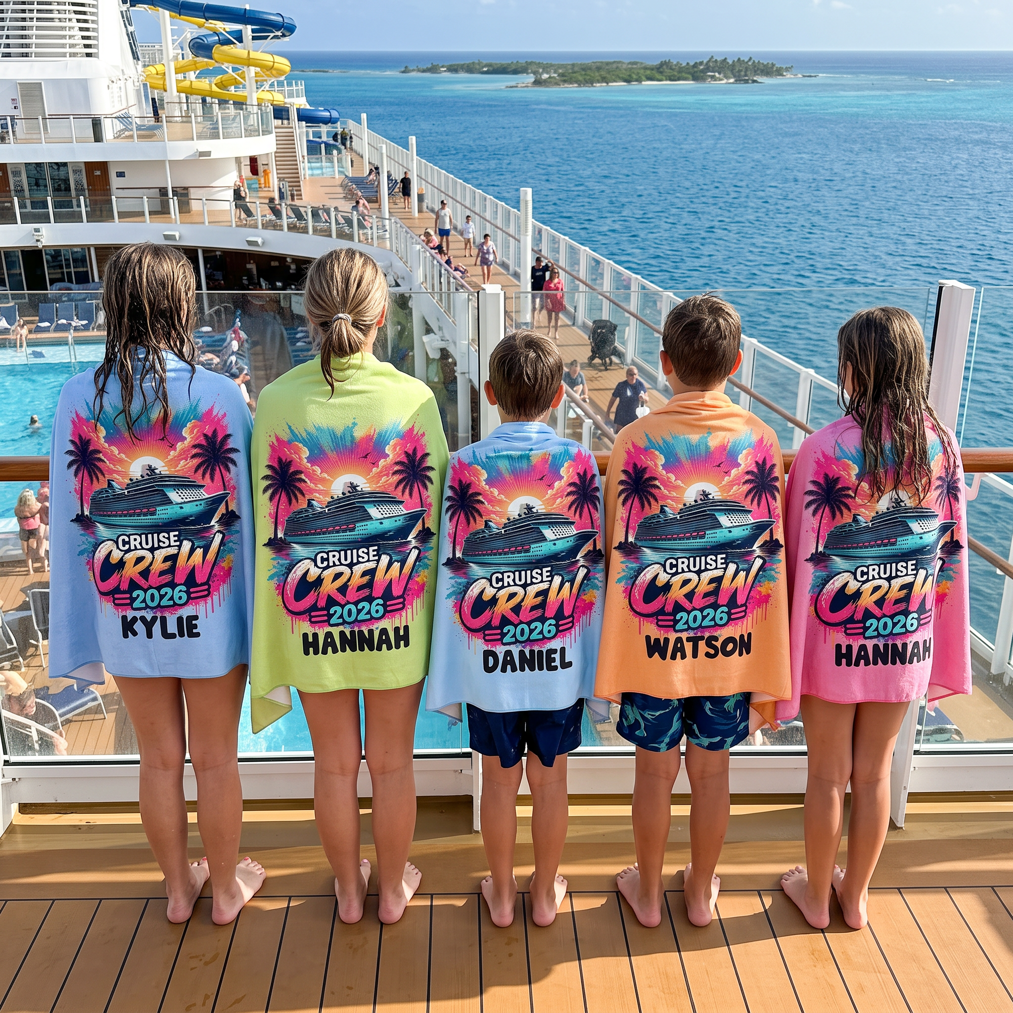 Matching Cruise Crew 2026 beach towel for the cruise crew - The Custom Co