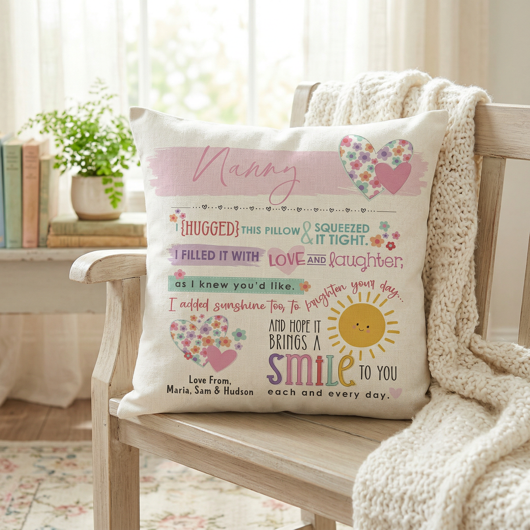 Floral Hugs Cushion with Insert — Personalised Mother&