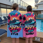 Cruise Crew 2026 personalised beach towel with custom names - The Custom Co