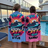Cruise Crew 2026 personalised beach towel with custom names - The Custom Co