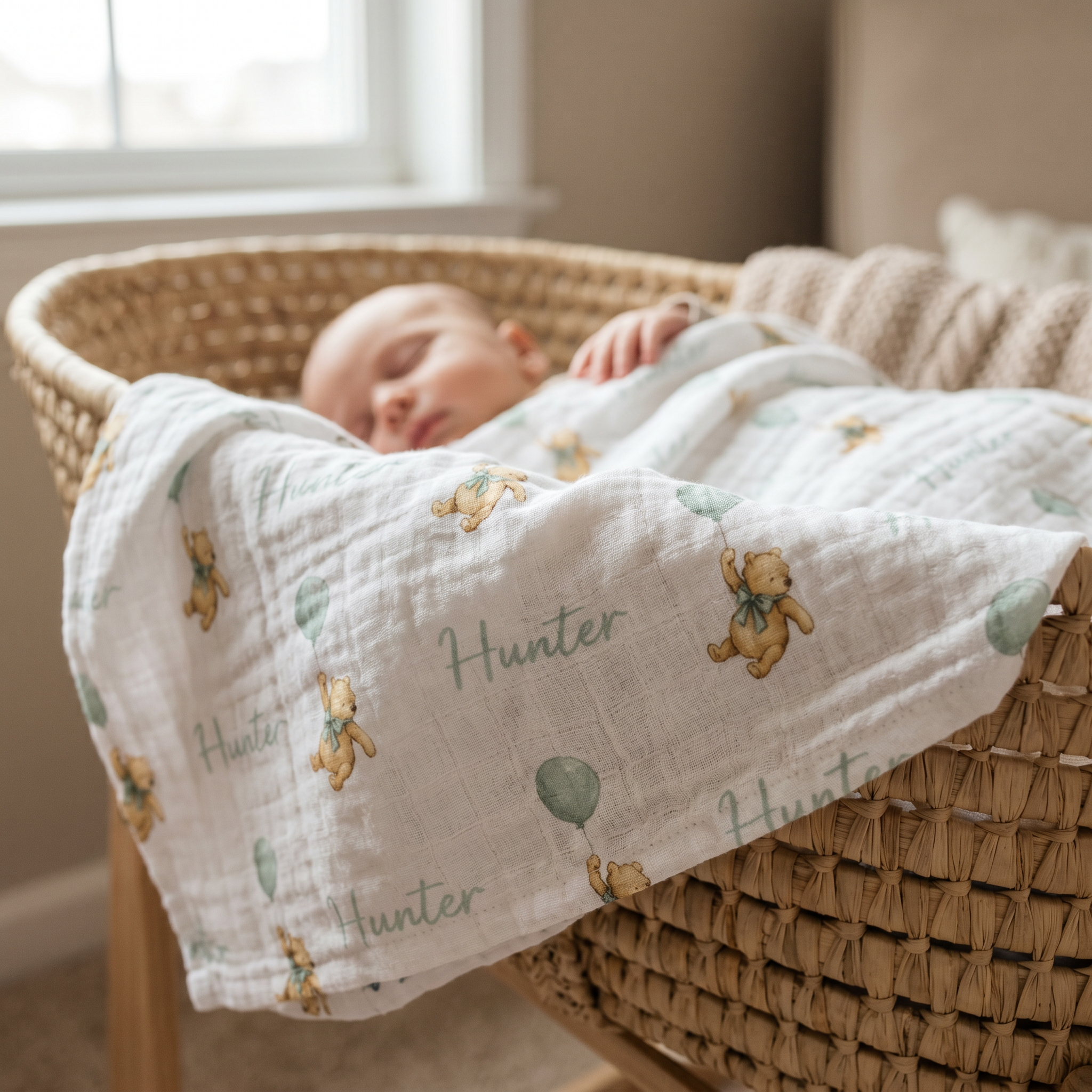 Pooh Bear - Personalised Muslin Swaddle