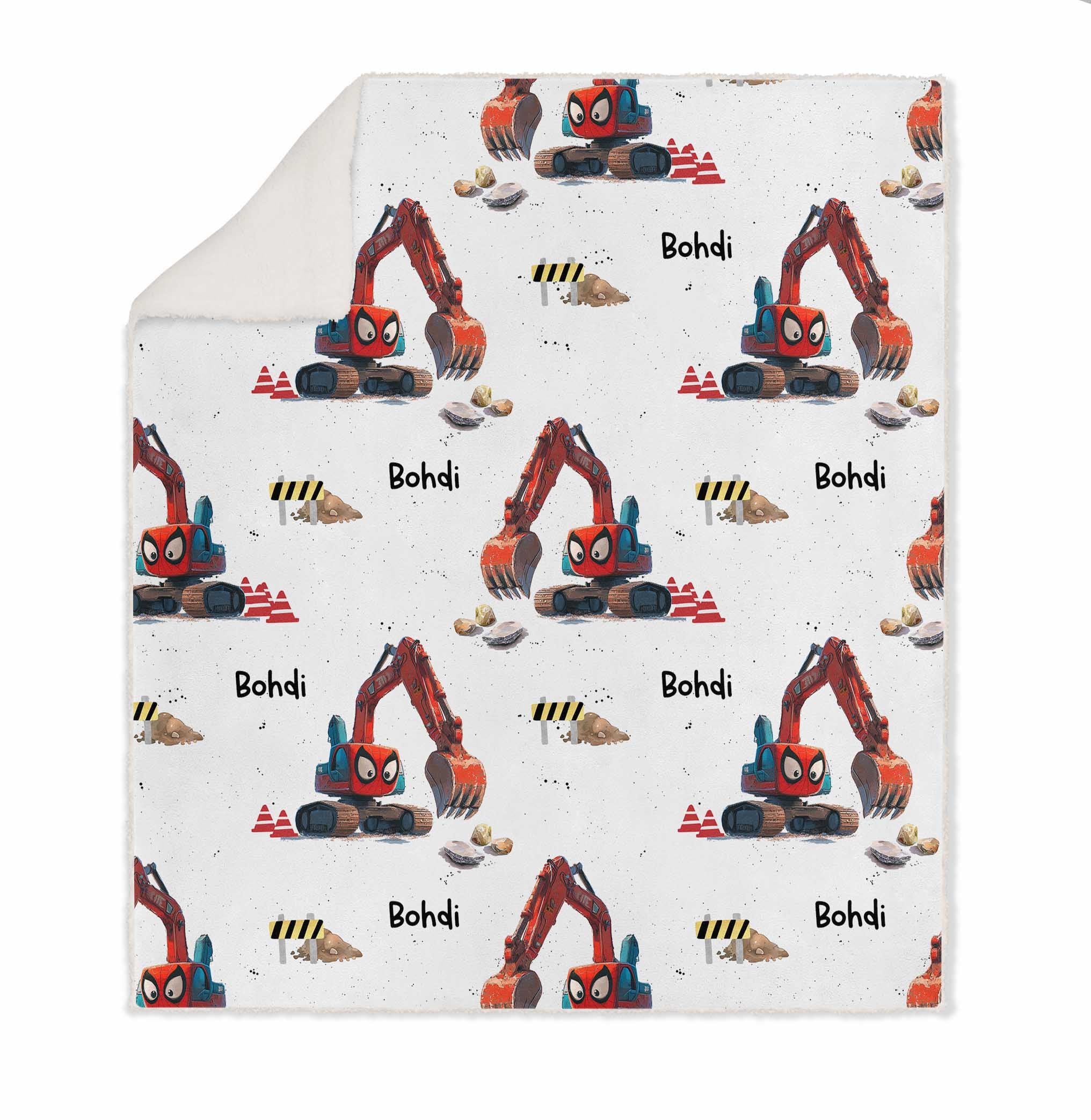 boys construction sherpa blankets