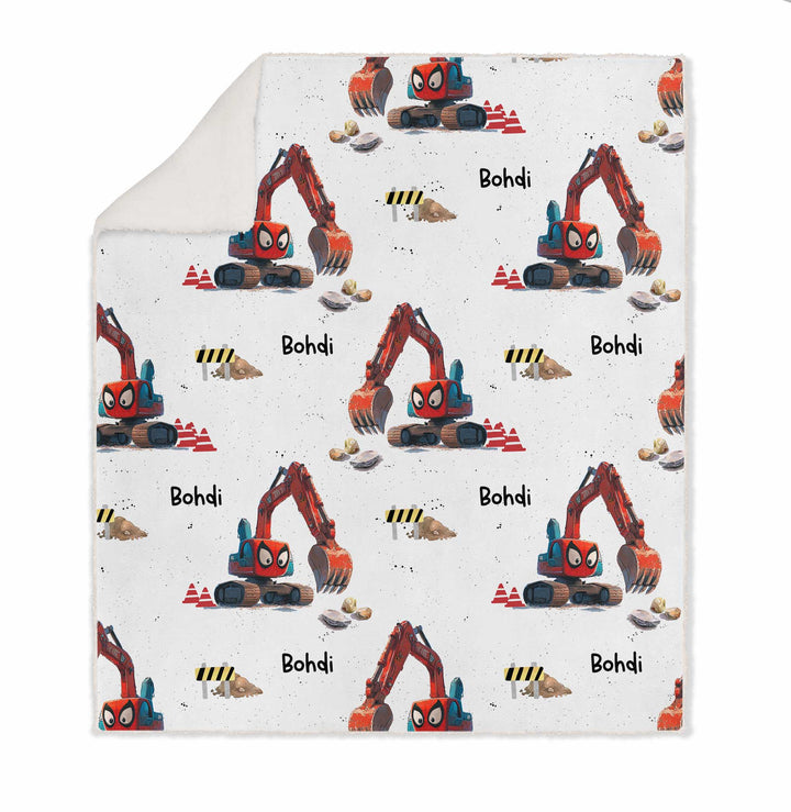 boys construction sherpa blankets