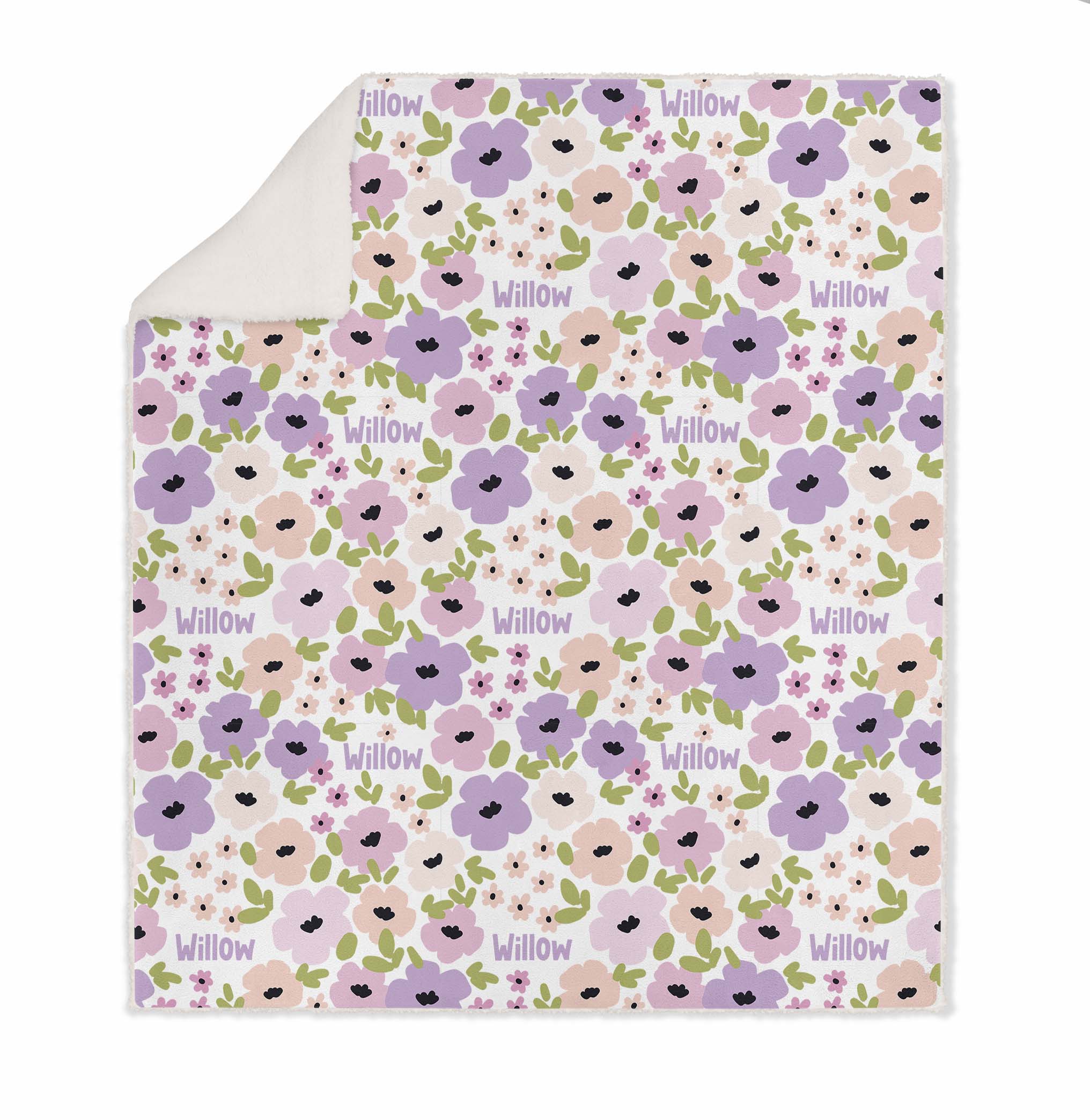 FLORAL GIRLS BLANKET SHERPA PERSONALISED