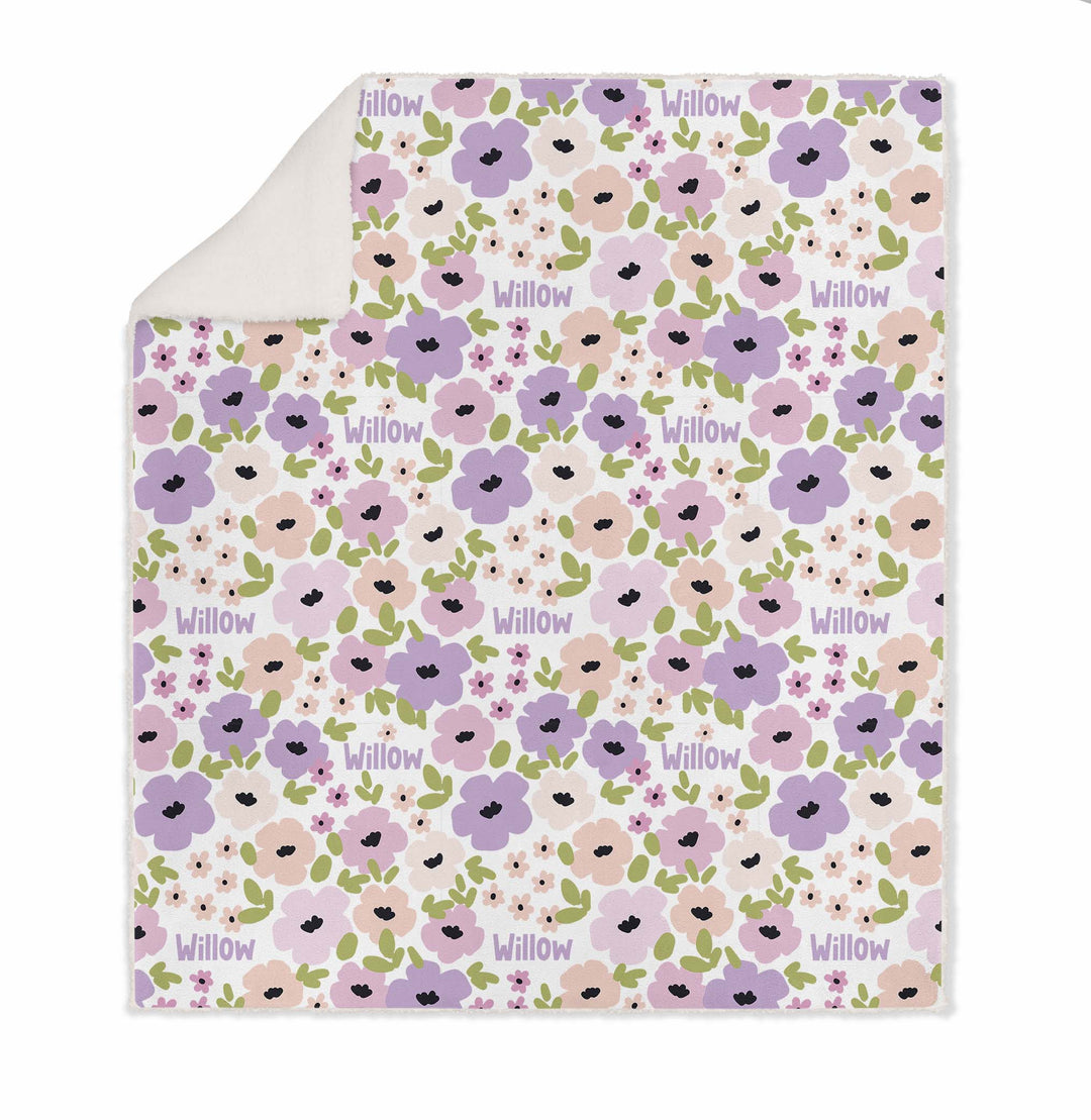 FLORAL GIRLS BLANKET SHERPA PERSONALISED