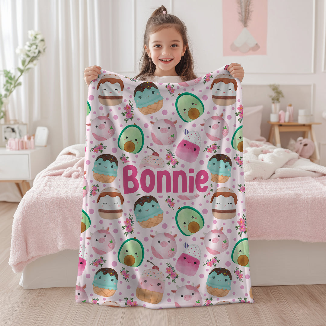 Personalised squish mellow Blanket – girls colourful Design