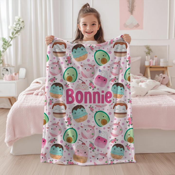 Personalised squish mellow Blanket – girls colourful Design