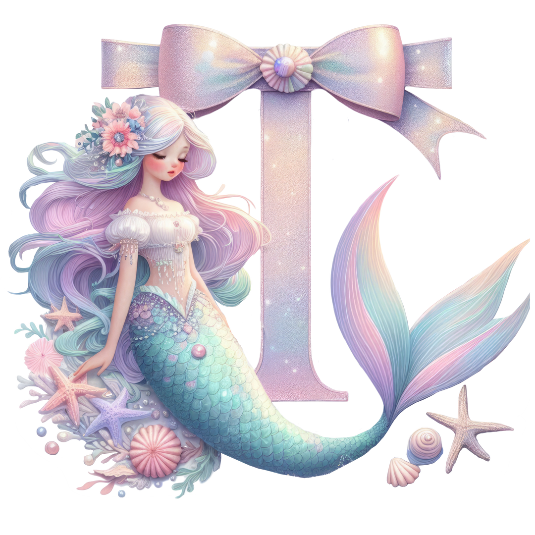 Mermaid Initial Hooded Towel