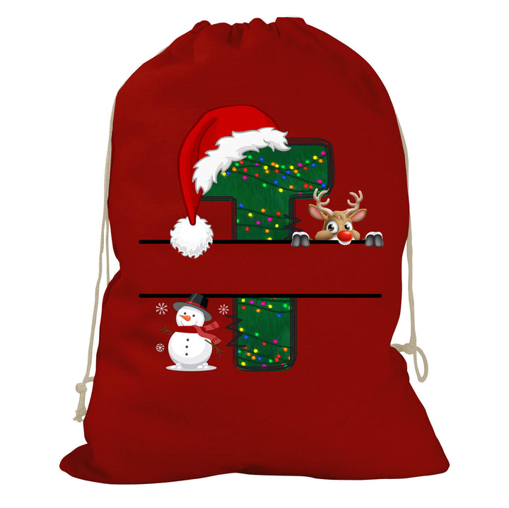 Initial Christmas Drawstring Sack - Reindeer