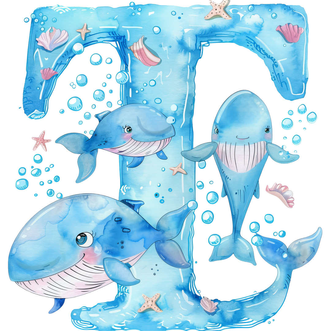 Whale Initial Hooded Towel