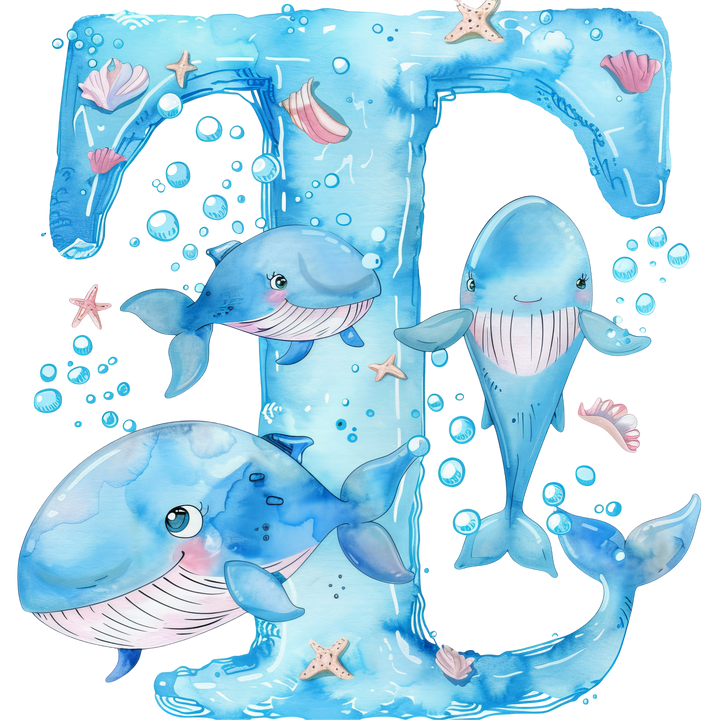 Whale Initial Hooded Towel