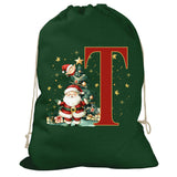Initial Christmas Drawstring Sack - Santa Claus