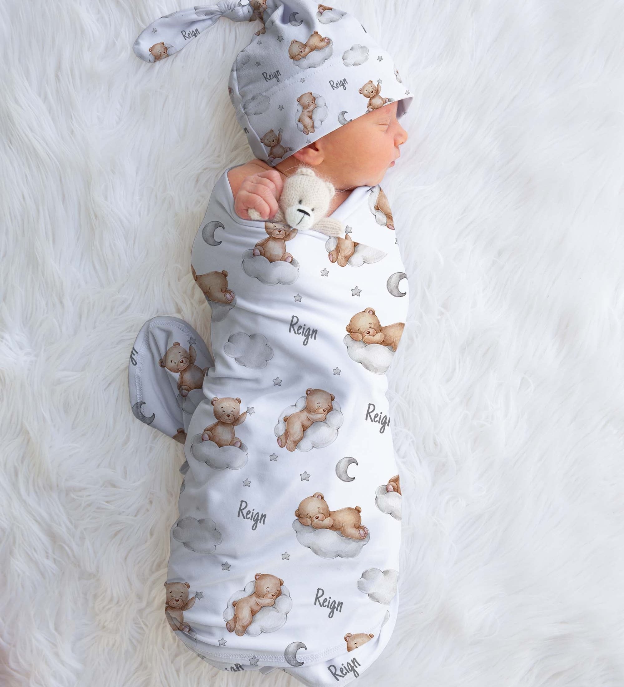 teddy bear baby swaddle