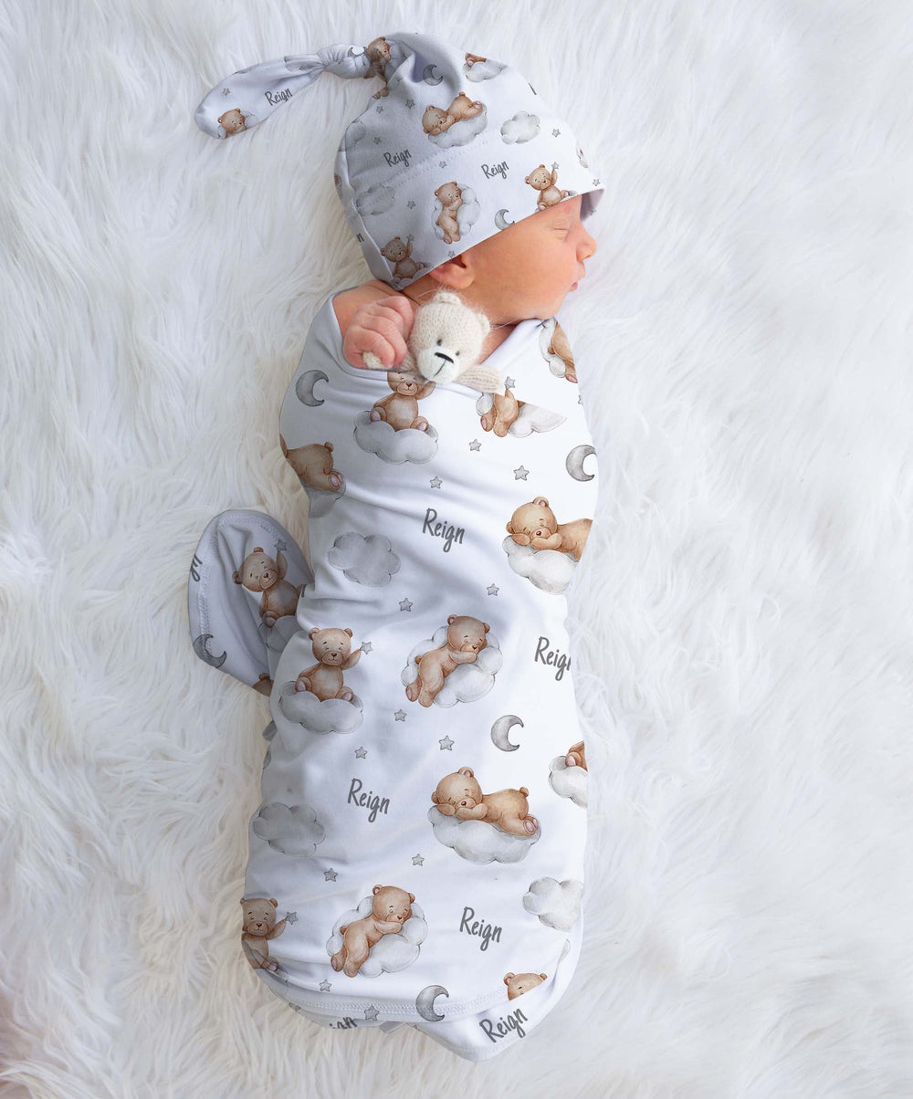 teddy bear baby swaddle