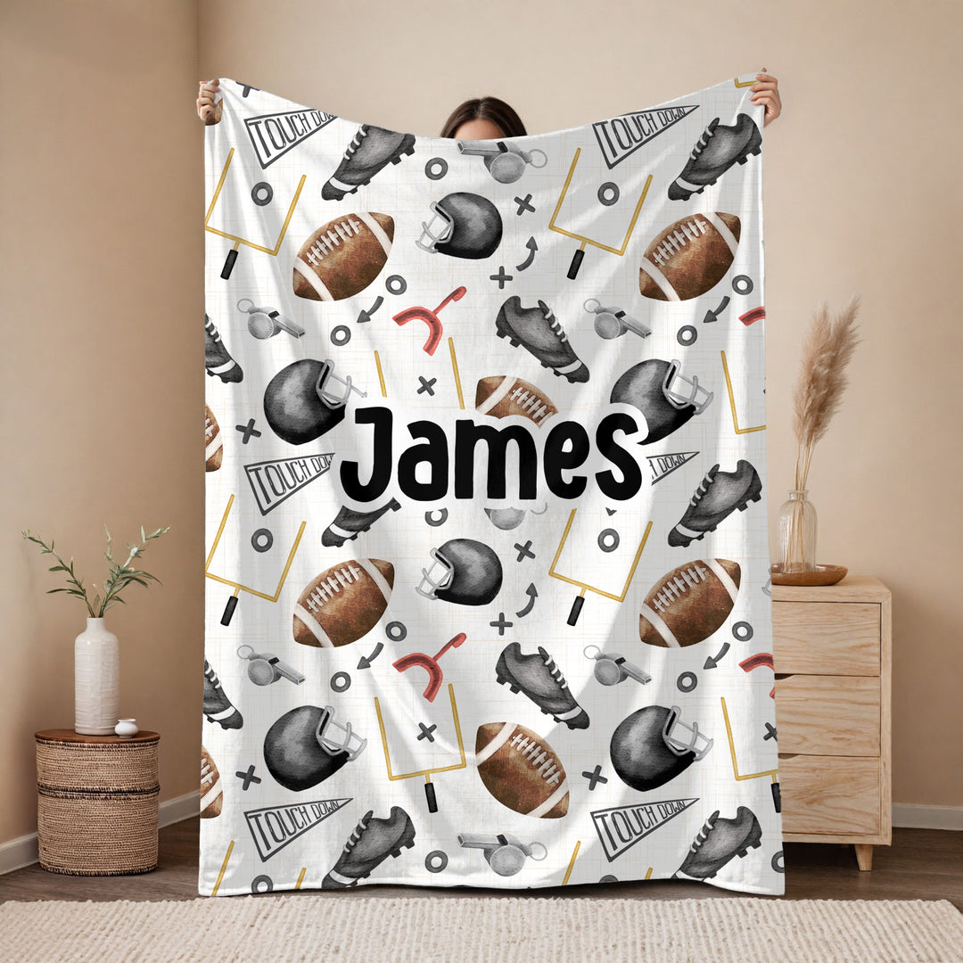 Personalised touchdown Blanket – kids Gridiron Design