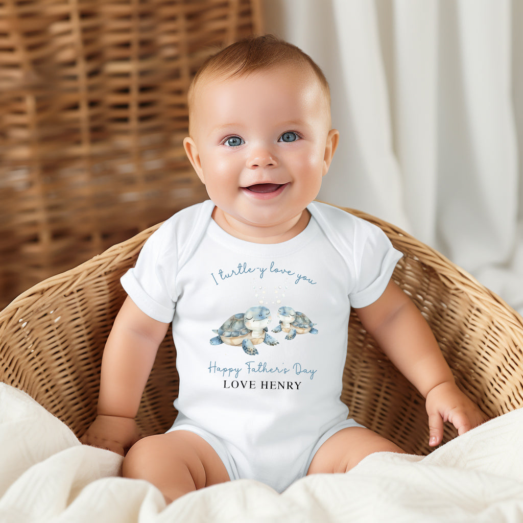 Father’s Day baby outfit — Turtle-y Love You cotton onesie