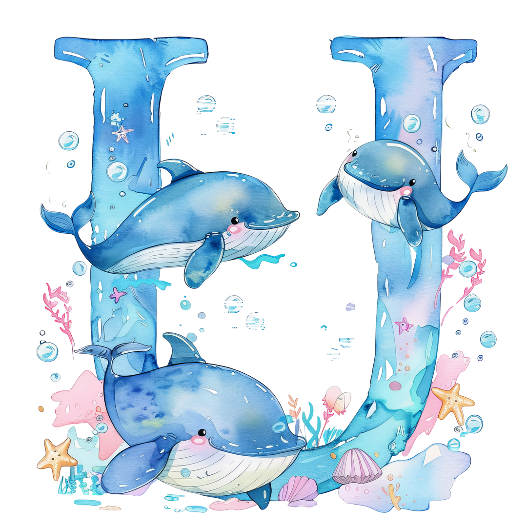 Whale Initial Hooded Towel