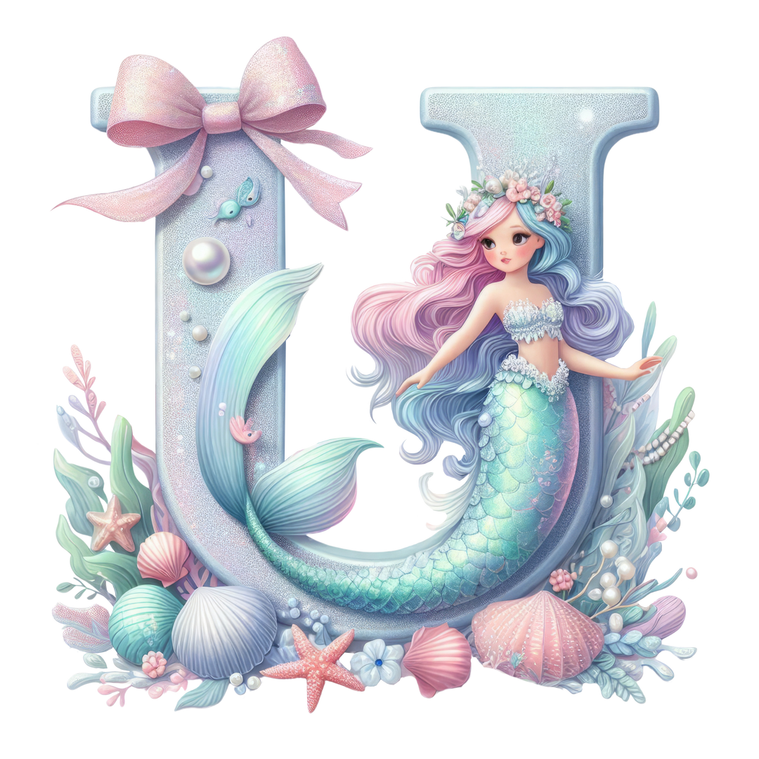 Mermaid Initial Hooded Towel