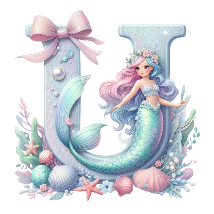 Mermaid Initial Hooded Towel