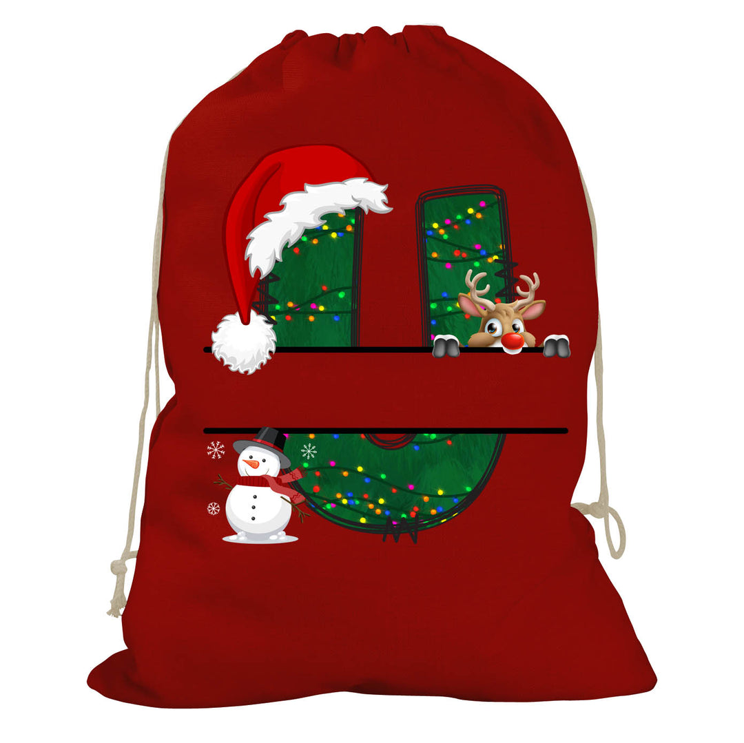 Initial Christmas Drawstring Sack - Reindeer