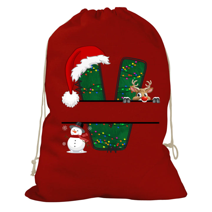 Initial Christmas Drawstring Sack - Reindeer