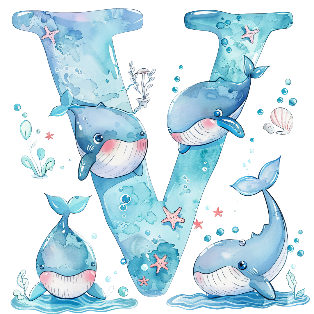 Whale Initial Hooded Towel