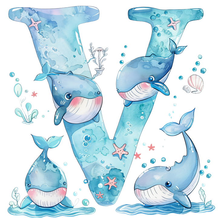 Whale Initial Hooded Towel