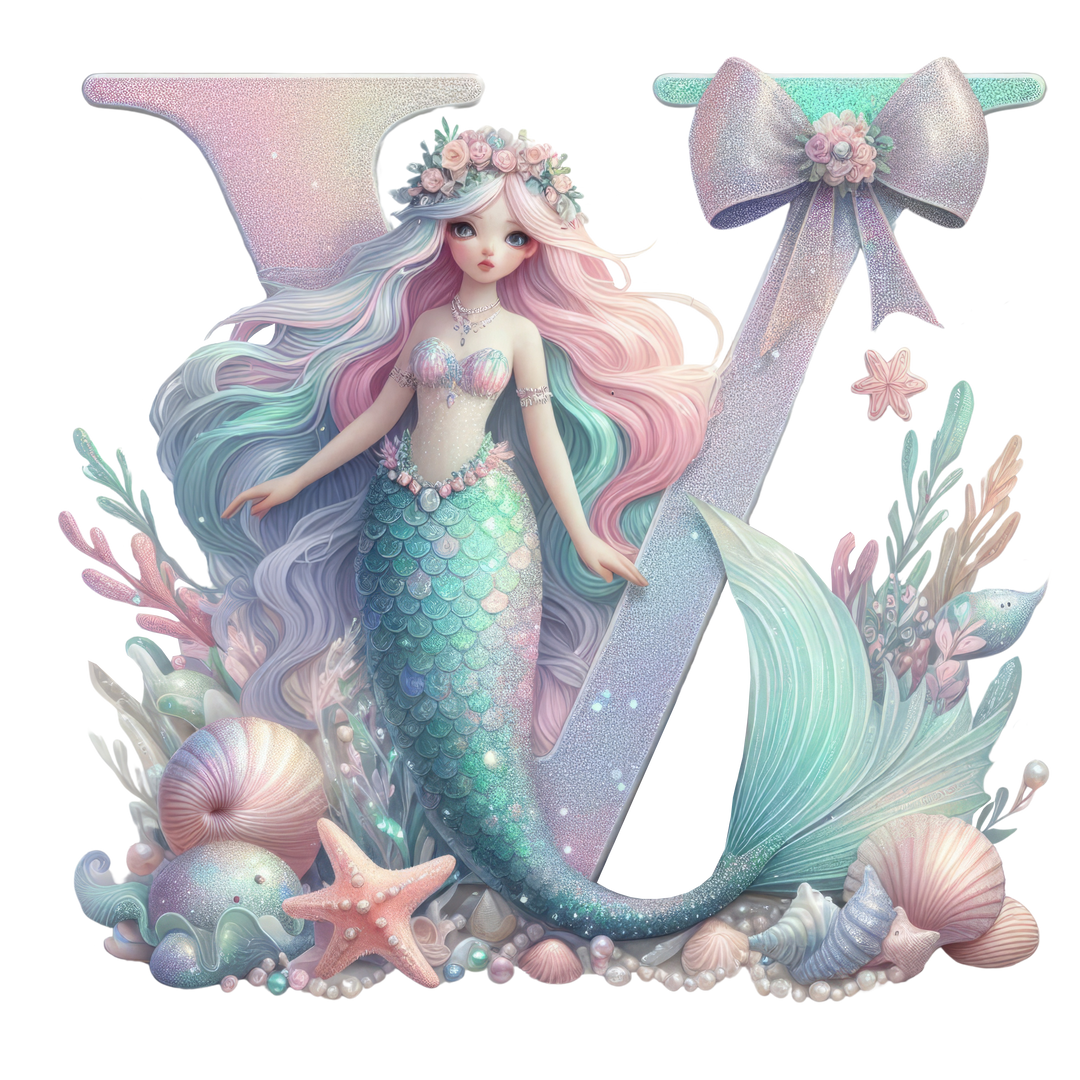 Mermaid Initial Hooded Towel
