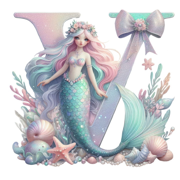 Mermaid Initial Hooded Towel
