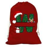 Initial Christmas Drawstring Sack - Reindeer