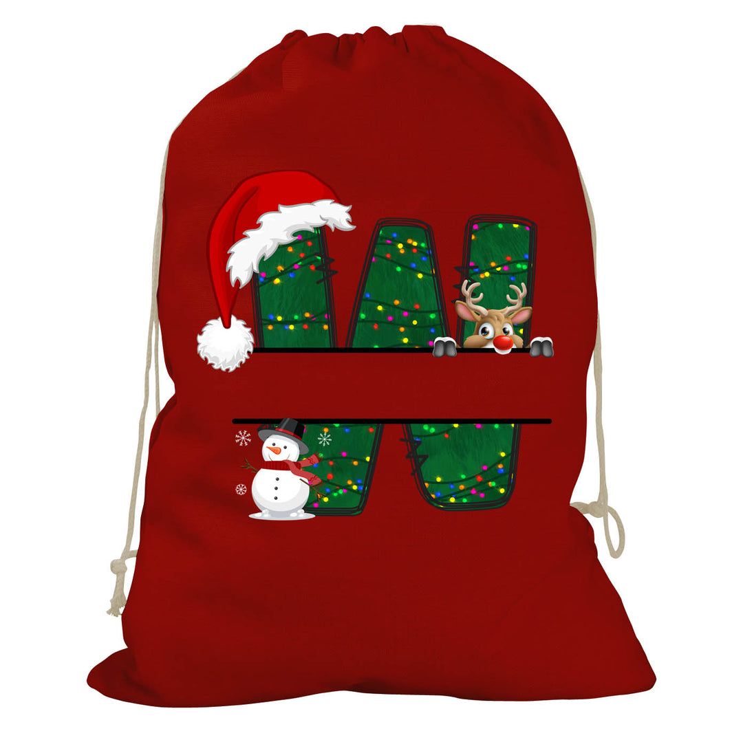 Initial Christmas Drawstring Sack - Reindeer