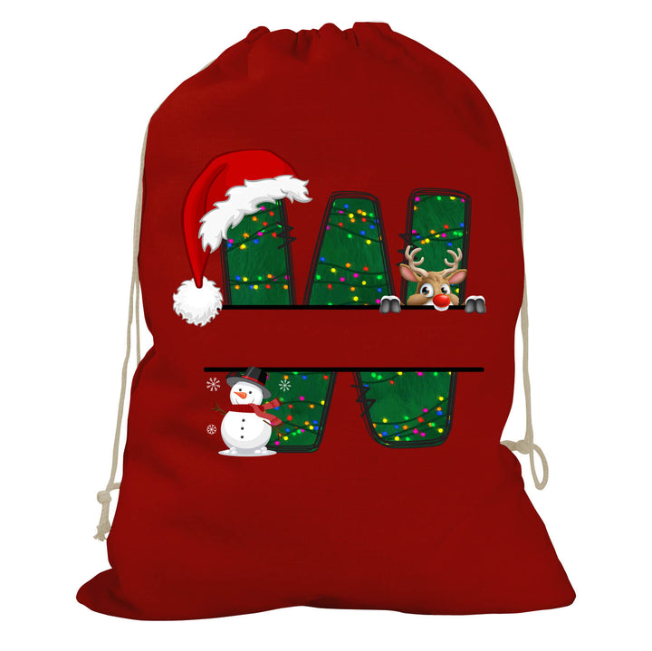 Initial Christmas Drawstring Sack - Reindeer