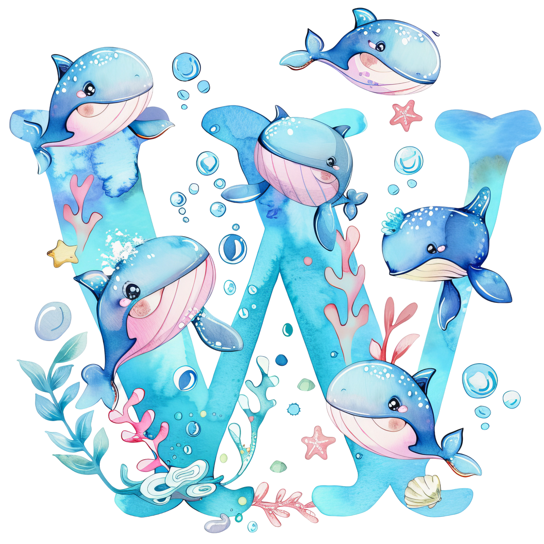 Whale Initial Hooded Towel