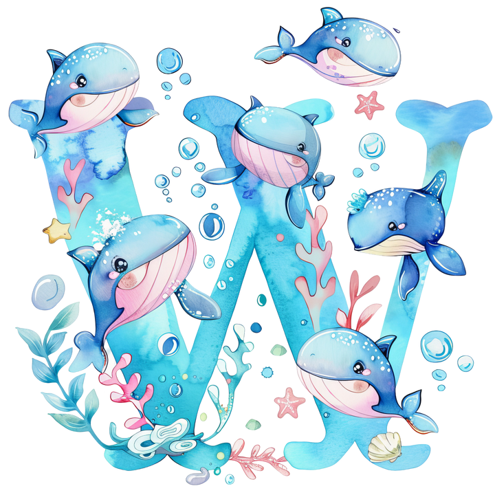 Whale Initial Hooded Towel