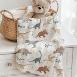 dino personalised baby blankets