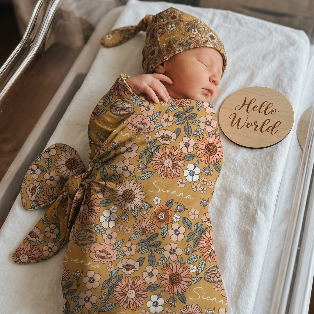 Personalised Swaddle &amp; Beanie Set