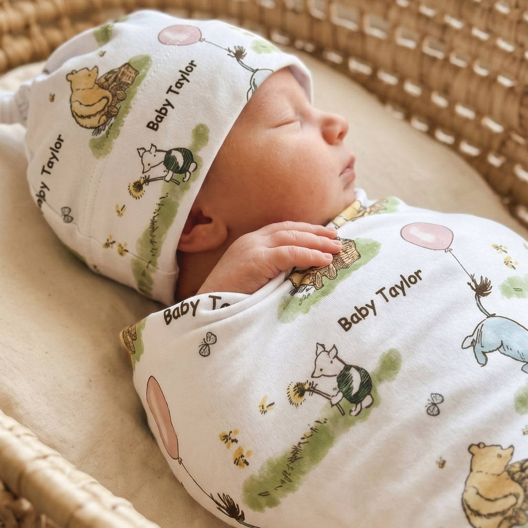 Personalised Swaddle &amp; Beanie Set
