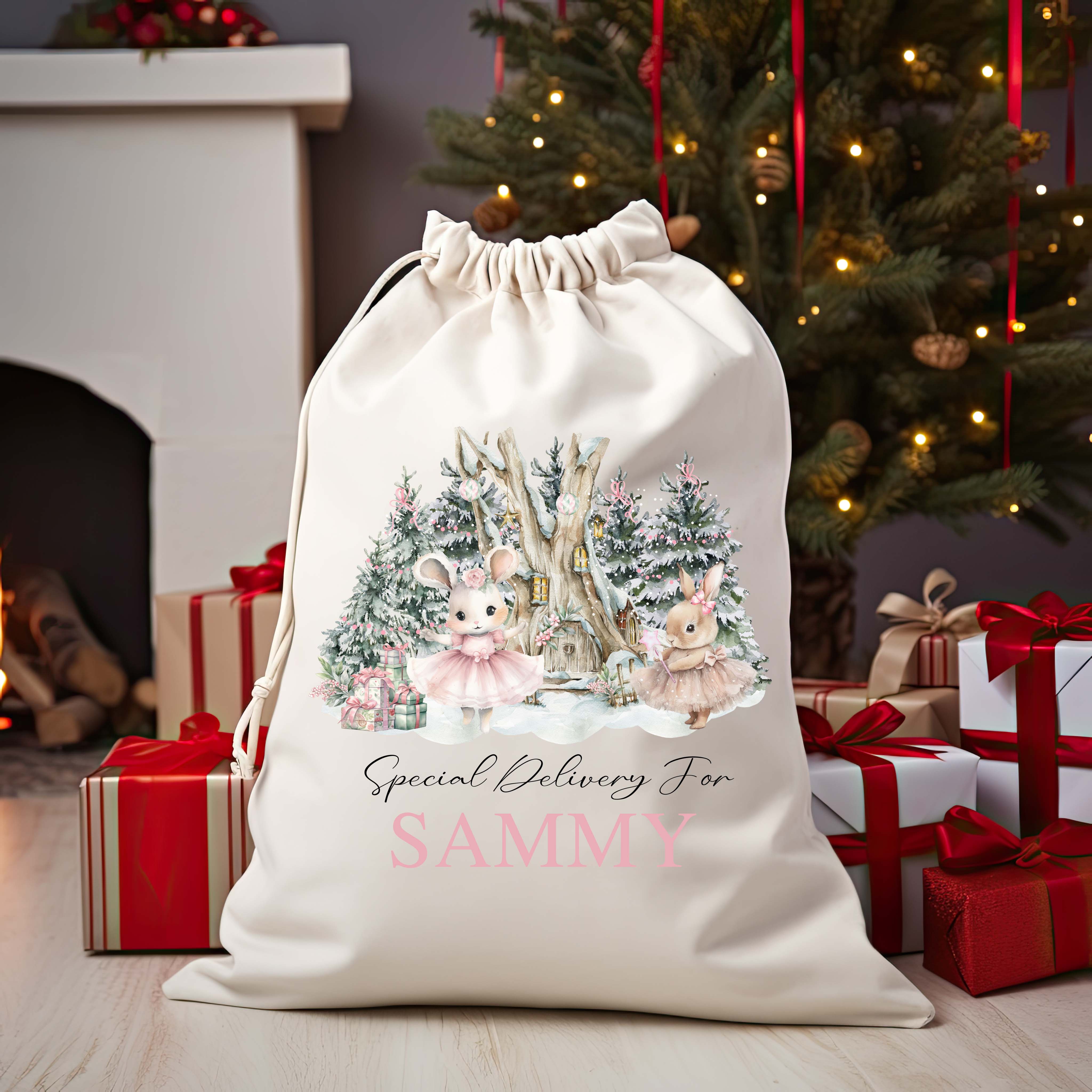 Custom Santa Sacks - woodland ballet