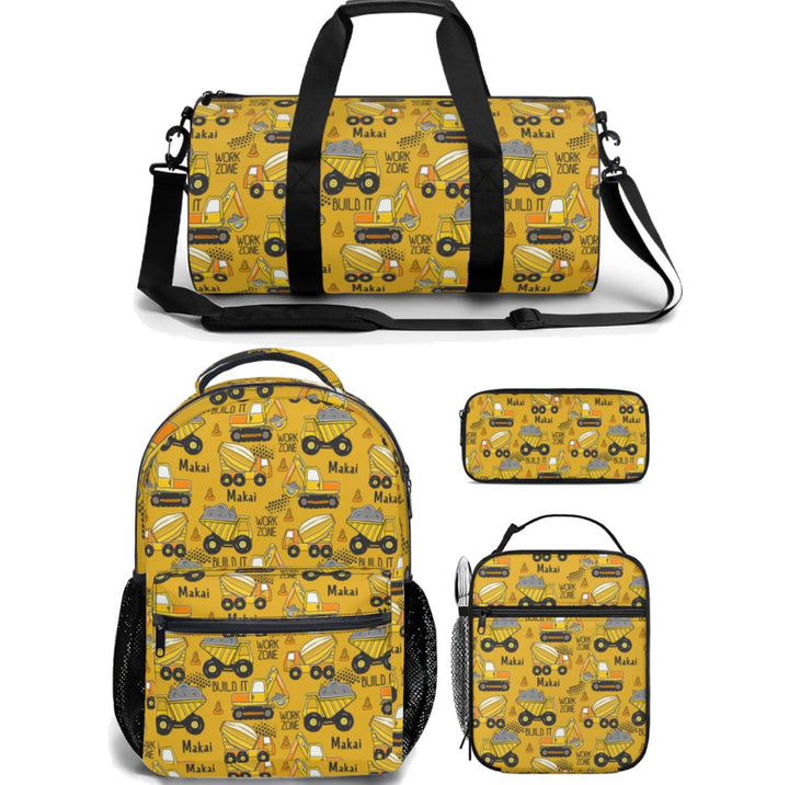 construction backpack lunch bag duffle bag combo